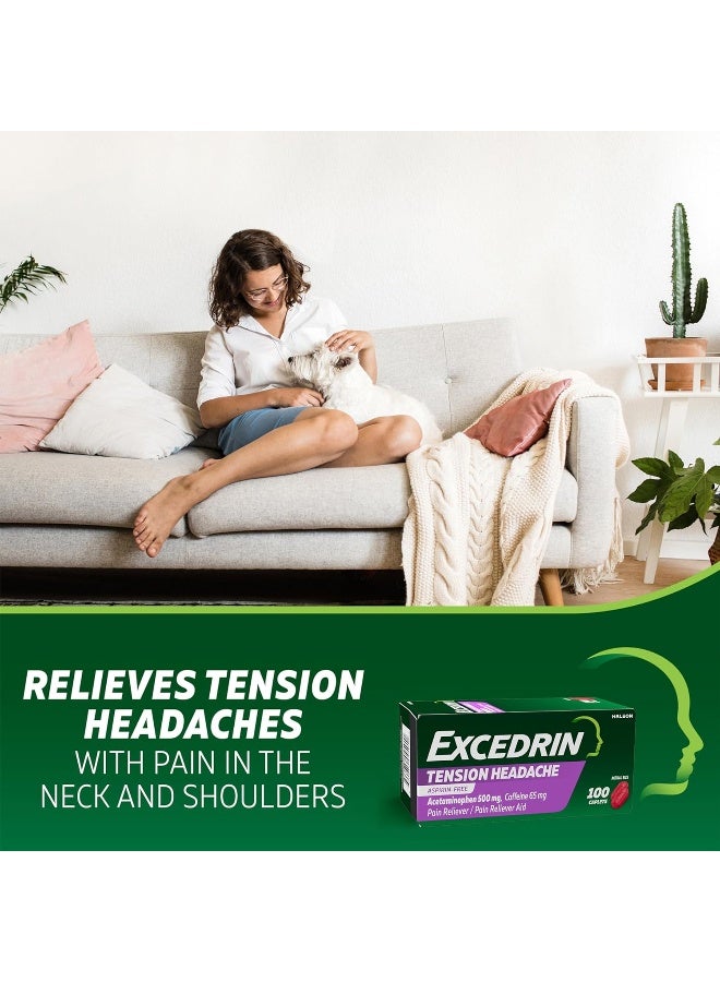 Excedrin Tension Headache Relief Caplets Without Aspirin for Head, Neck and Shoulder Pain Relief - 100 Count - Image 4